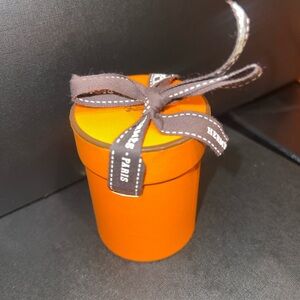 Hermès Orange Twilly Box with Brown Ribbon